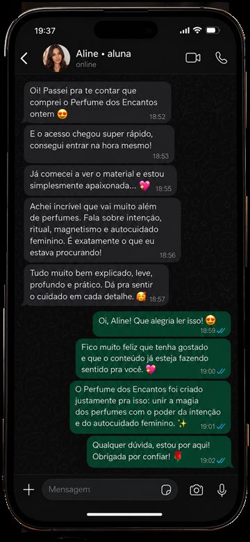 Depoimento da Aline sobre intenção, ritual, magnetismo e autocuidado feminino