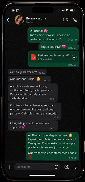 Depoimento da Bruna sobre o PDF, a estética e os rituais bem explicados