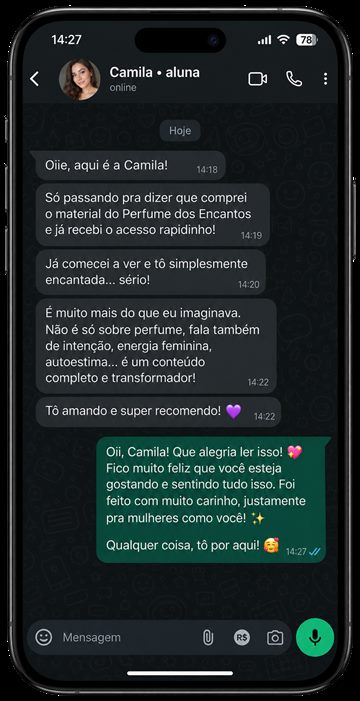 Depoimento da Camila sobre o acesso rápido e o conteúdo completo e transformador
